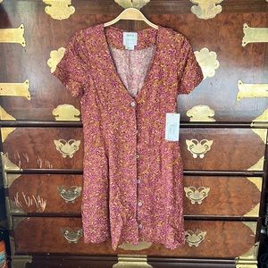 RVCA floral printed button up dress